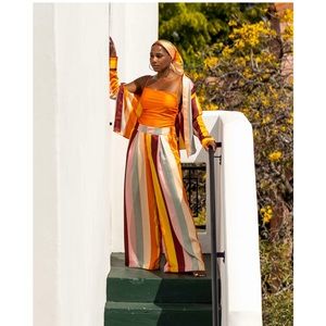 Mixed Vertical Stripe Print Wide Leg Pants Fe Noel x Target